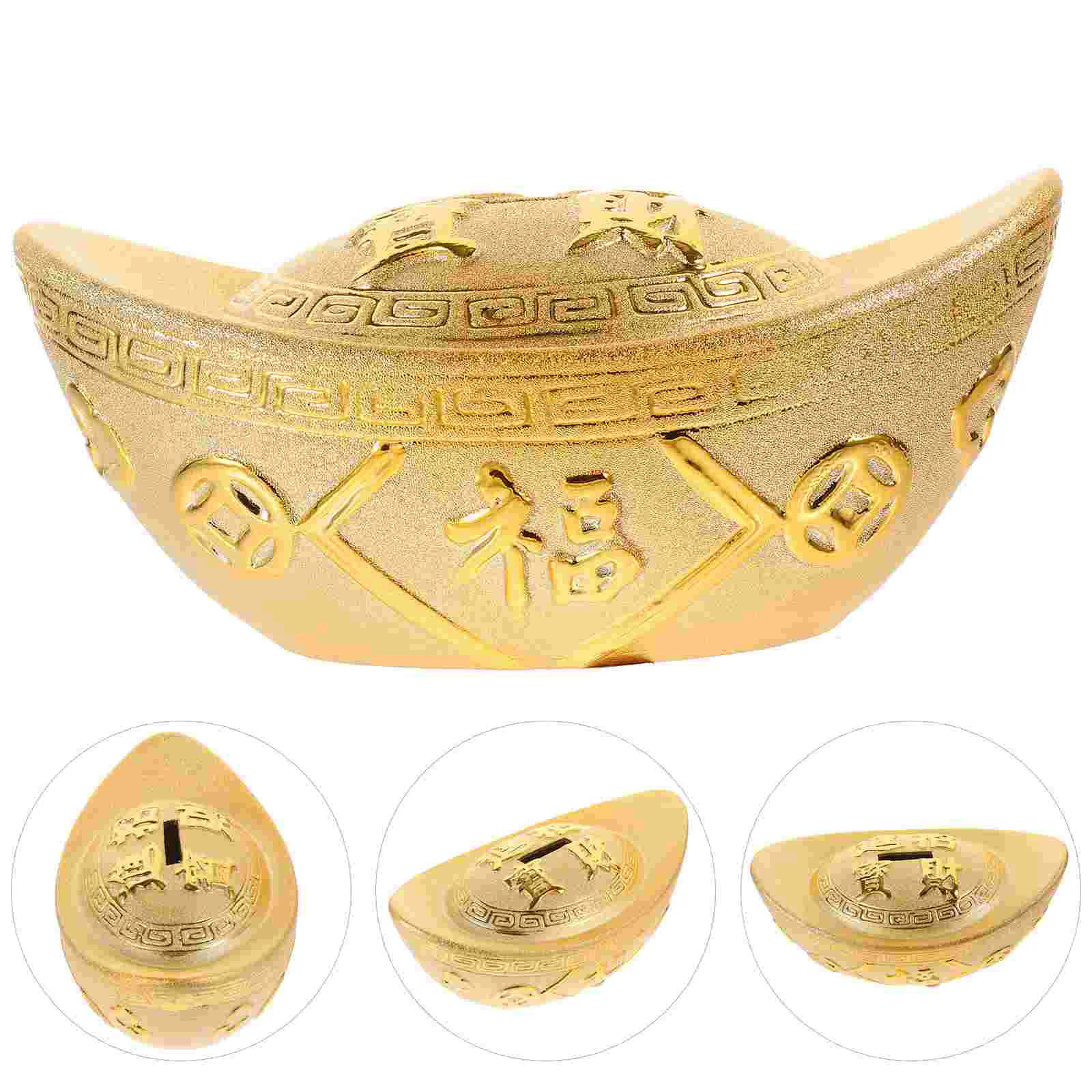 

Gold Ingot Decor Gold Ingot Piggy Bank Ceramic Golden Ingot Decoration Home Desktop Decoration