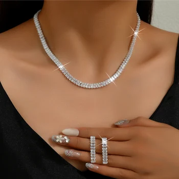 Women's Fashion Copper Claw Chain Zircon Series Jewelry Set, Simple and Versatile, Light Luxury and High End Jewelry 1