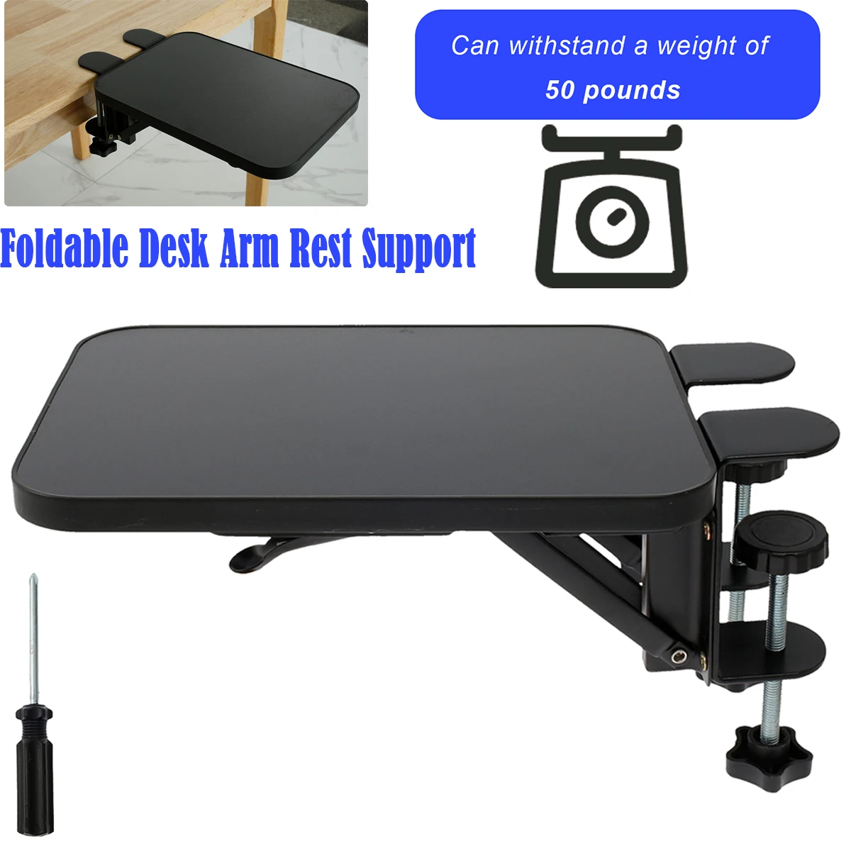 โต๊ะคอมพิวเตอร์ Arm Rest Pad 90 องศาโต๊ะทํางานพับได้แขนชั้นวางของปรับโต๊ะ Arm Rest สนับสนุน Extender แผ่น 1