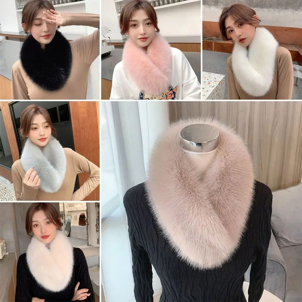 

Thickened Hair Collar Winter Artificial Wool Bib Imitation Fur Scarf Female Fur Scarf Solid Color Shawl