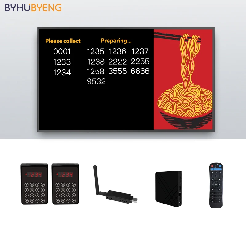 BYHUBYENG TV Wireless Calling System Restaurante Equipment Order Queue System for Food Truck Store Customer Service