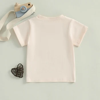 Children's Girls Short Sleeve Crew Neck Ice Cream Print Summer Tops Clothing for Everyday Casual Wear 3