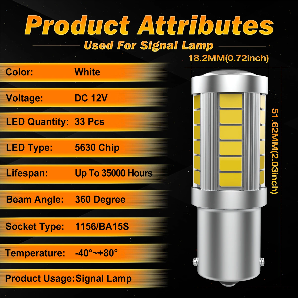 2x1156 BA15S 1141 1073 1095 1003 7506 �ڵ��� RV ķ��ī �극��ũ �� ���� ���� DC 12V ��� ������ �⺻ 33 SMD LED ��ü