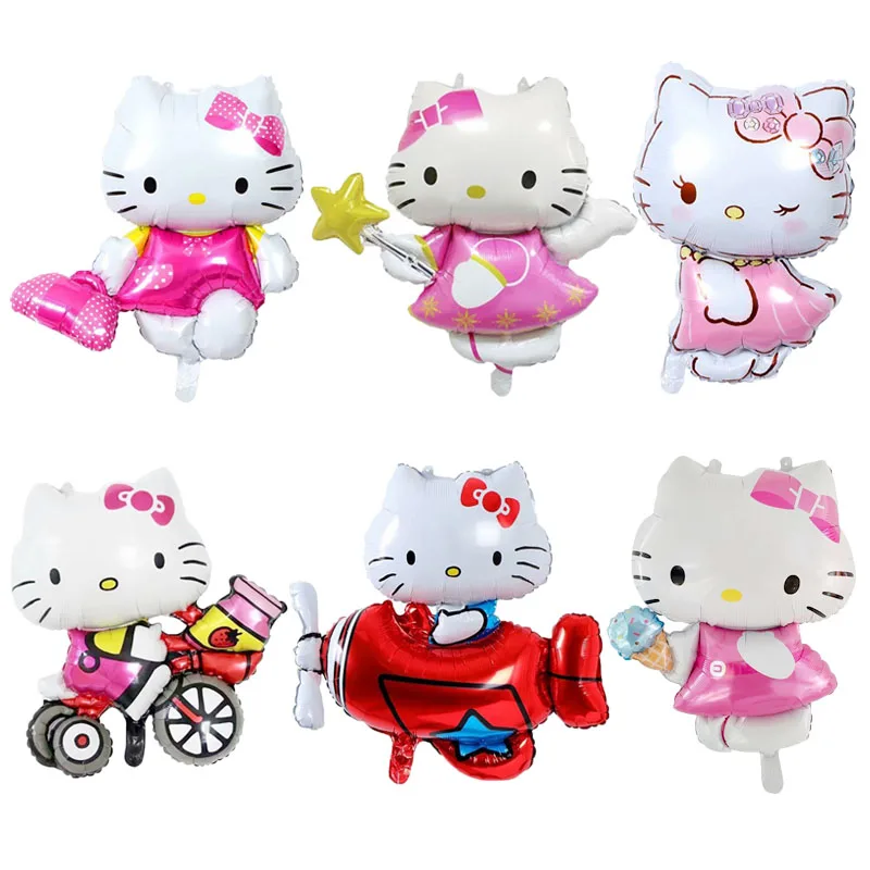 Cartoon Hello Kitty Balloon Girls Decoration Forniture Per Feste Di Compleanno Palloncino Foil Globos Bambini Streamer Baby Shower Balloons