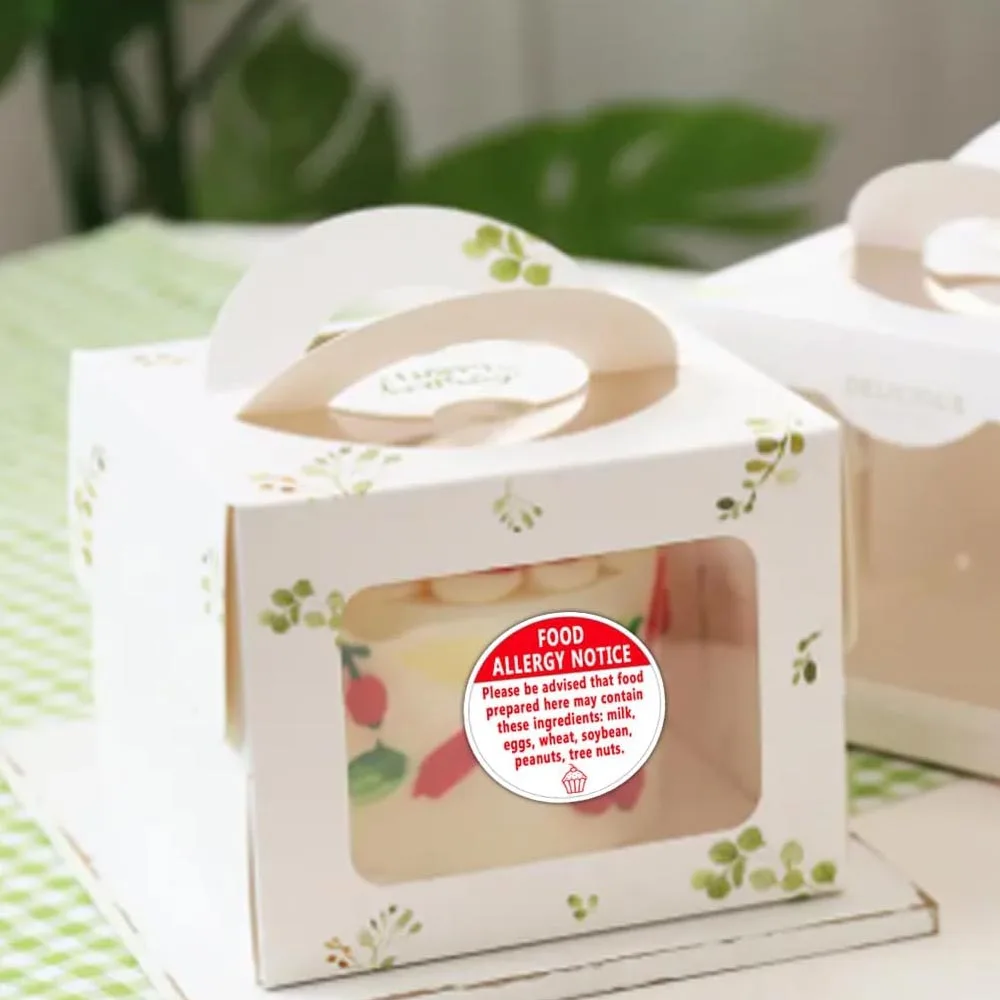 Food Allergy Stickers 1.5 Inch Allergy Warning Sticker for Cake Shop, Party, Kitchen, Restaurants, Food Label, 500 Pcs