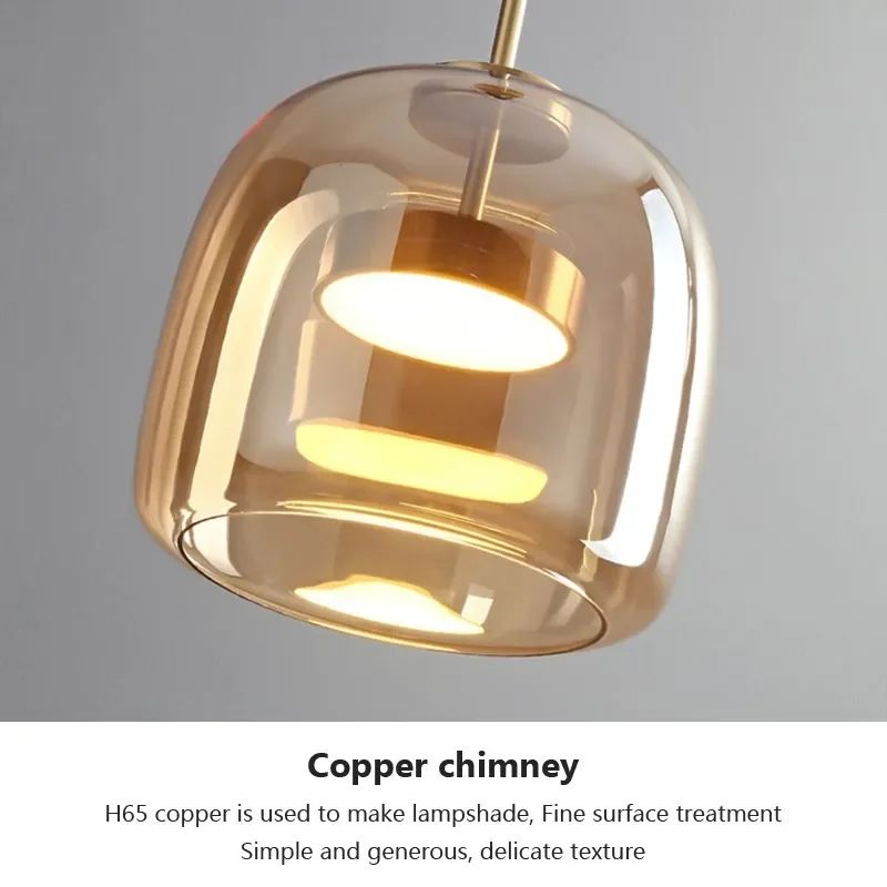LED Modern Glass Pendant Light Amber Hanging glass Lamp For Dining Room Bar Indoor Decor Lighting Bedroom Bedside Led Luminaire Pendant Lights Pendant Lamp Rope Pendant Lamp