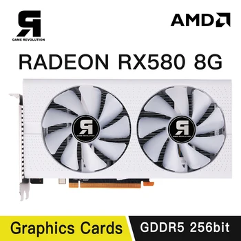 게임 레볼루션 AMD RX 580, 8GB GDDR5 256 비트, 화이트 GPU 데스크 컴퓨터, 게임용 그래픽 카드