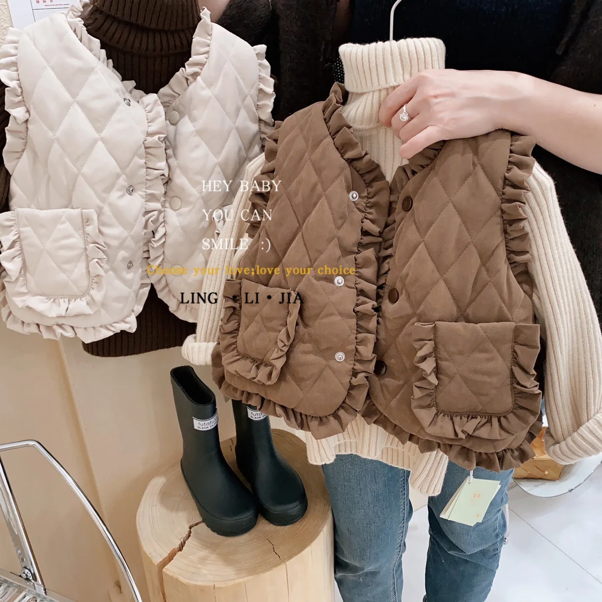 Girls Autumn Winter Vest 12M-6Y Baby Thickened Warm Clothes Children Wear Lace Outside Vest children vest