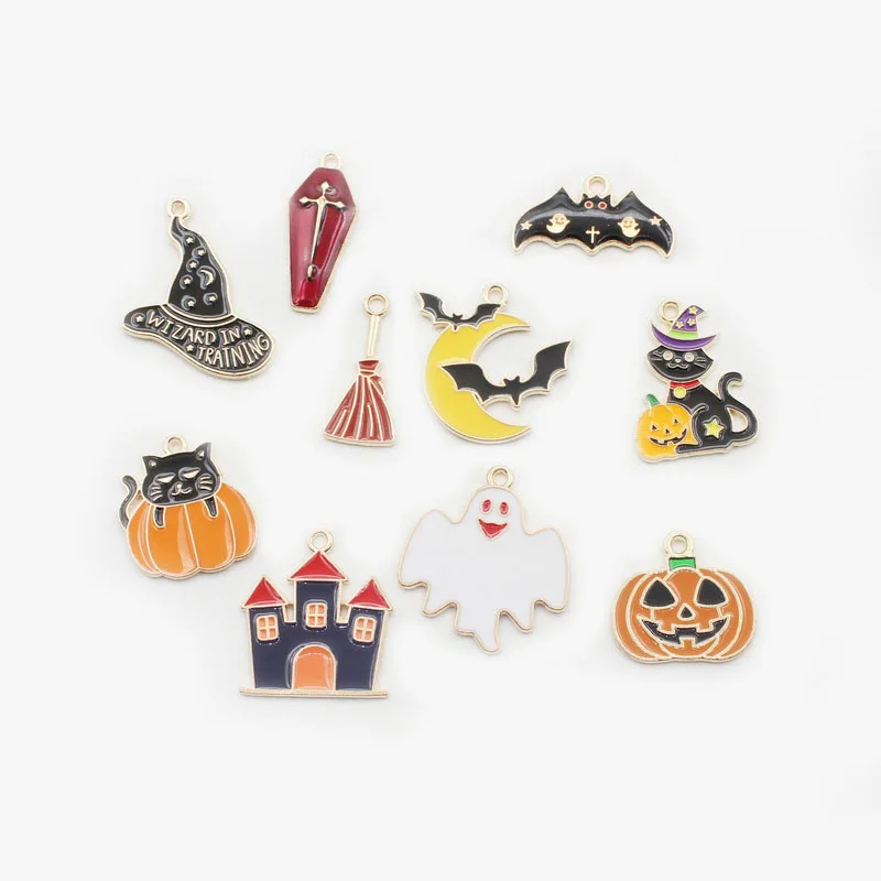 

New Mix 20pcs Ghost Castle Halloween Dangle Hole Charms DIY Bracelets Necklace Jewelry Accessories
