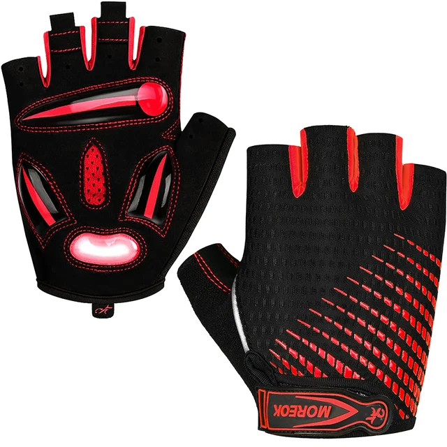 MOREOK Bike Gloves Breathable 5MM Liquid Gel Pads Bicycle Gloves Shock-Absorbing Mountain Road Cycling Gloves for Men Women 1