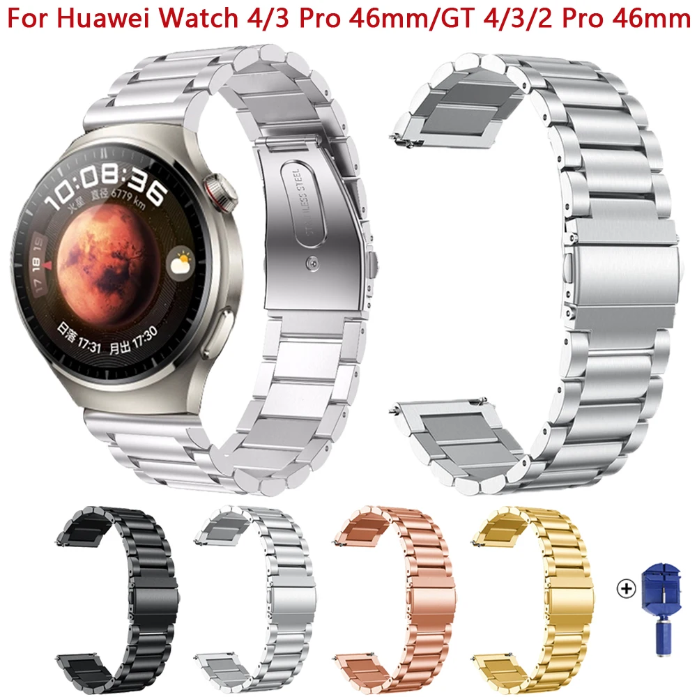 

22mm Metal Strap For Huawei Watch 4 3 Pro 46mm Stainless Steel Band HUAWEI GT 4 3 2 GT3 GT2 Pro 46mm Bracelet Watchband Correa