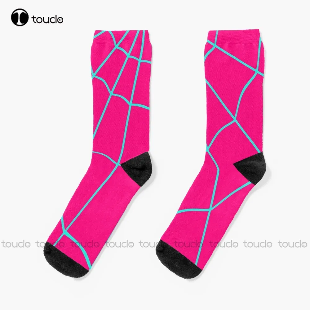 

Spider Web - Turquoise / Pink Socks Soccer Socks Unisex Adult Teen Youth Socks Christmas Gift Custom Hd High Quality Fashion New