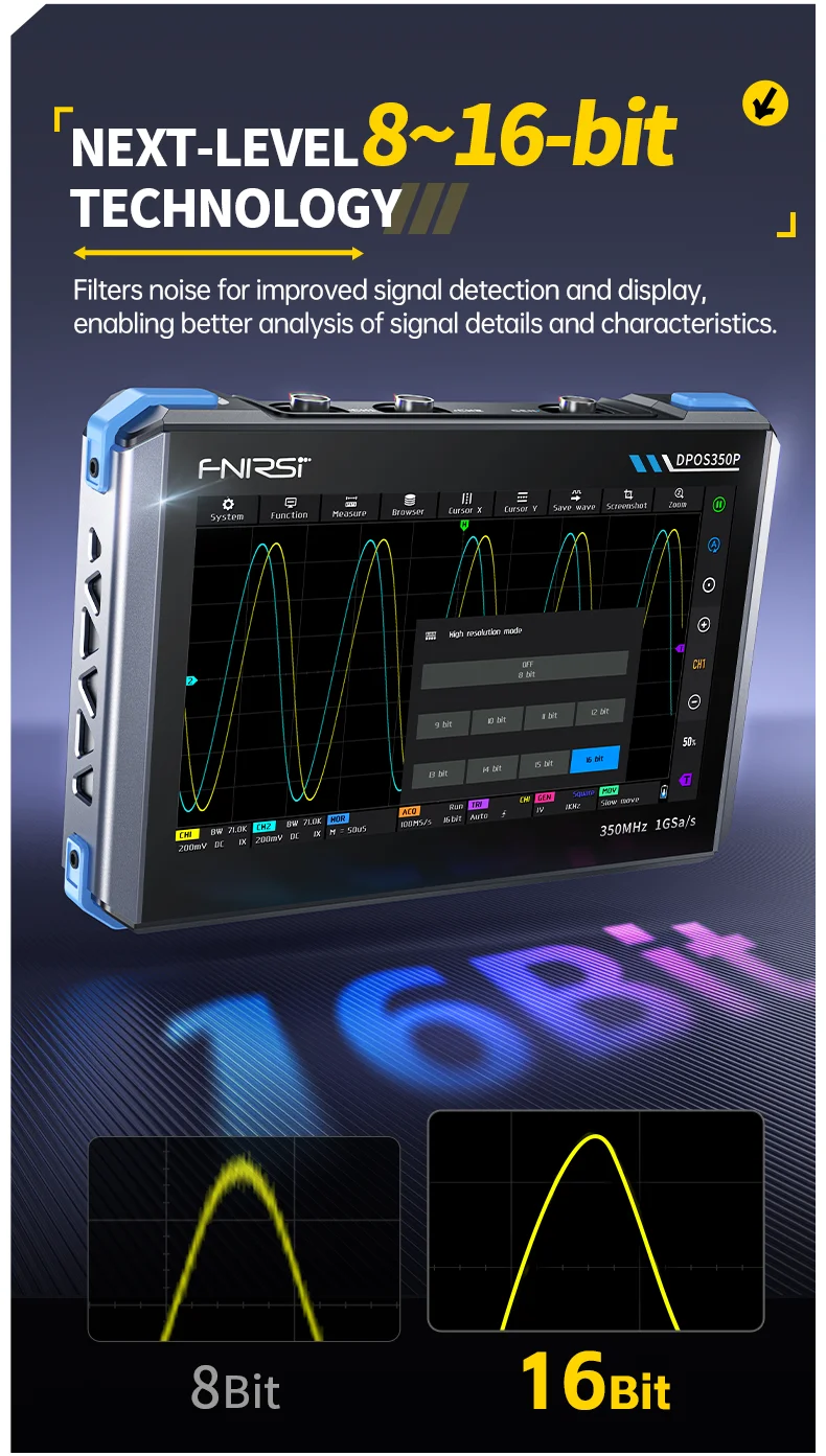 DPOS350P Digital Storage Oscilloscope: 350MHz Bandwidth, 12.1-Inch High-Definiti