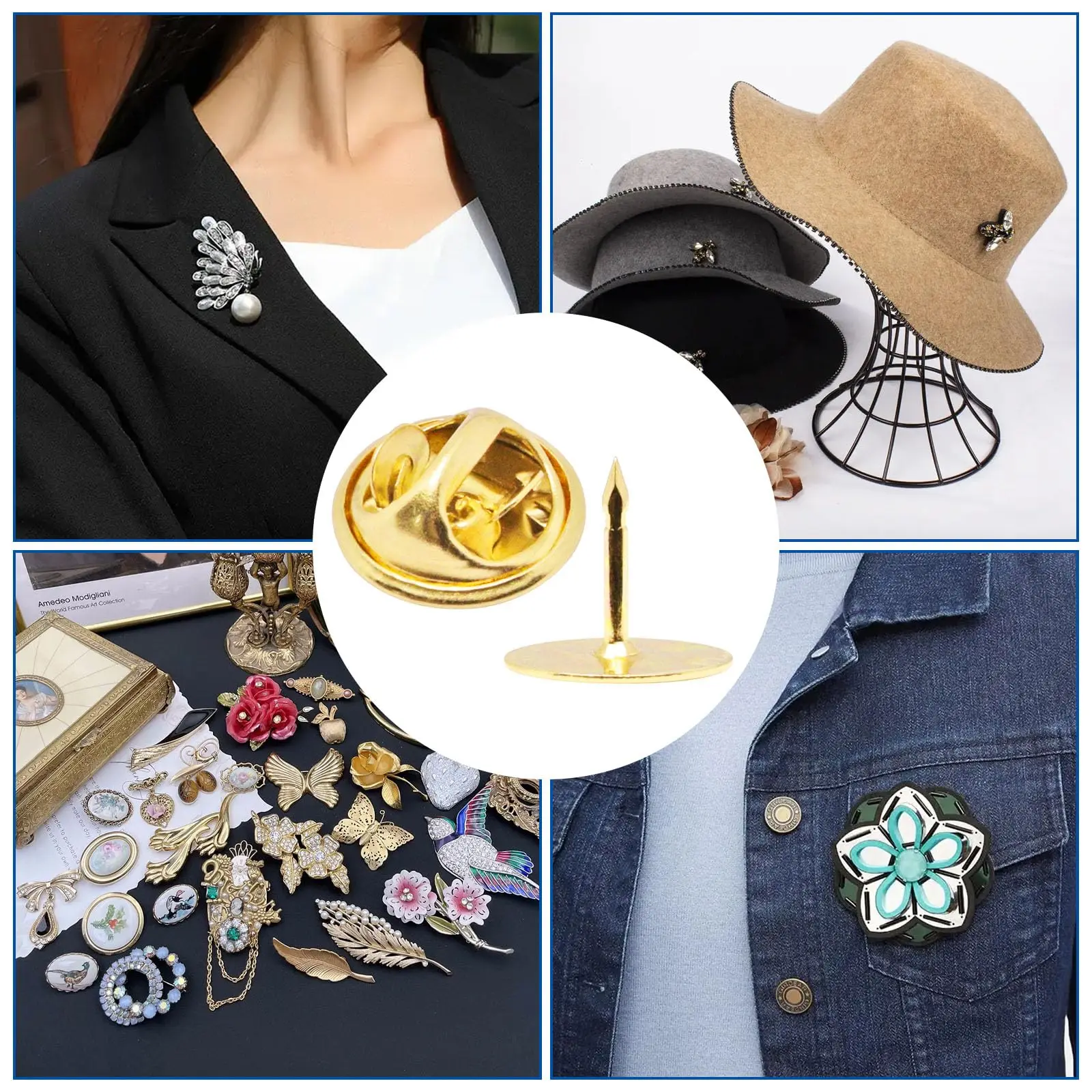 20 Stück goldene Krawattennadeln, leere Nadeln mit Kupplungsrückseite für Bastelarbeiten, Abzeichenabzeichen, Zitatstangen, Spielzeugnadeln und Schmuckherstellung – Detail 4