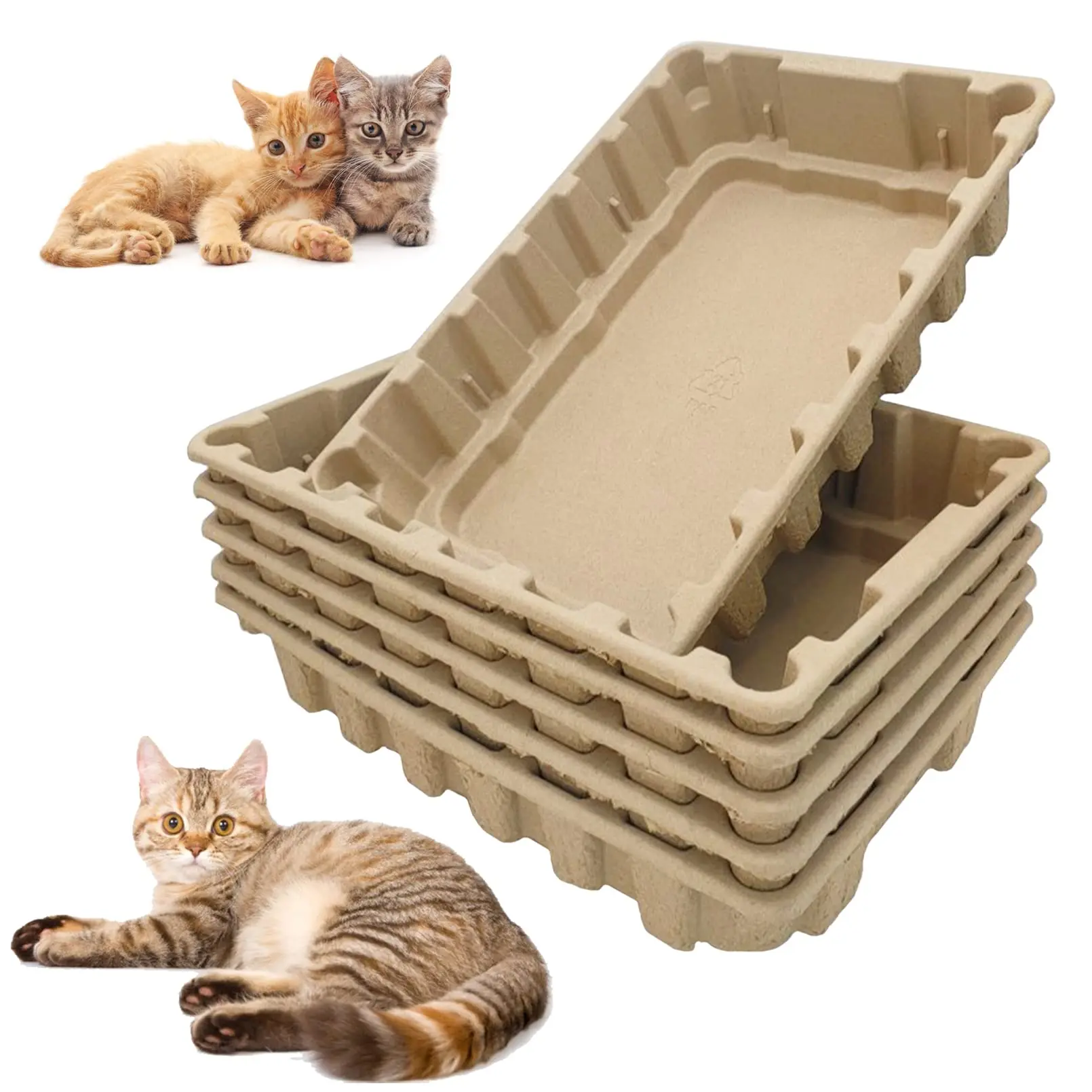 

6pcs Disposable Cat Litter Box Recycled Paper Litter Tray Kitten Litter Pan Litter Box Liner for Indoor Car Travel