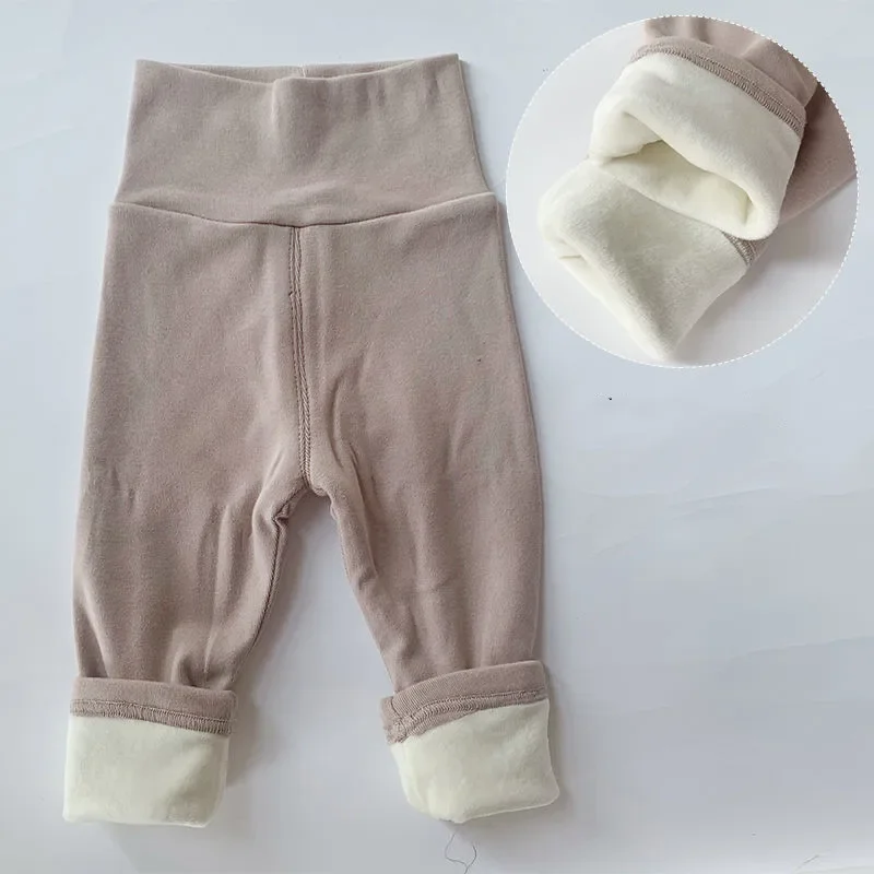 Cozy Toddler Fleece Thermal Leggings - High Waist Solid Color Pants
