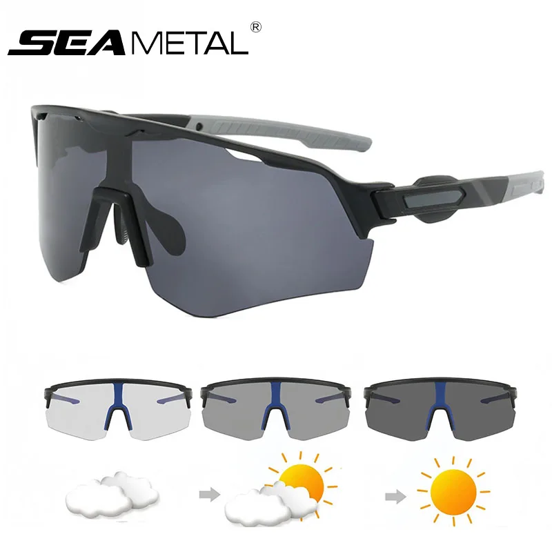 SEAMETAL Photochromic Sunglasses Anti-Glare Polarized Sun Glasses Anti-UV Eyeglasses Day/Night Driving Goggles Non-Slip Nose Pad
