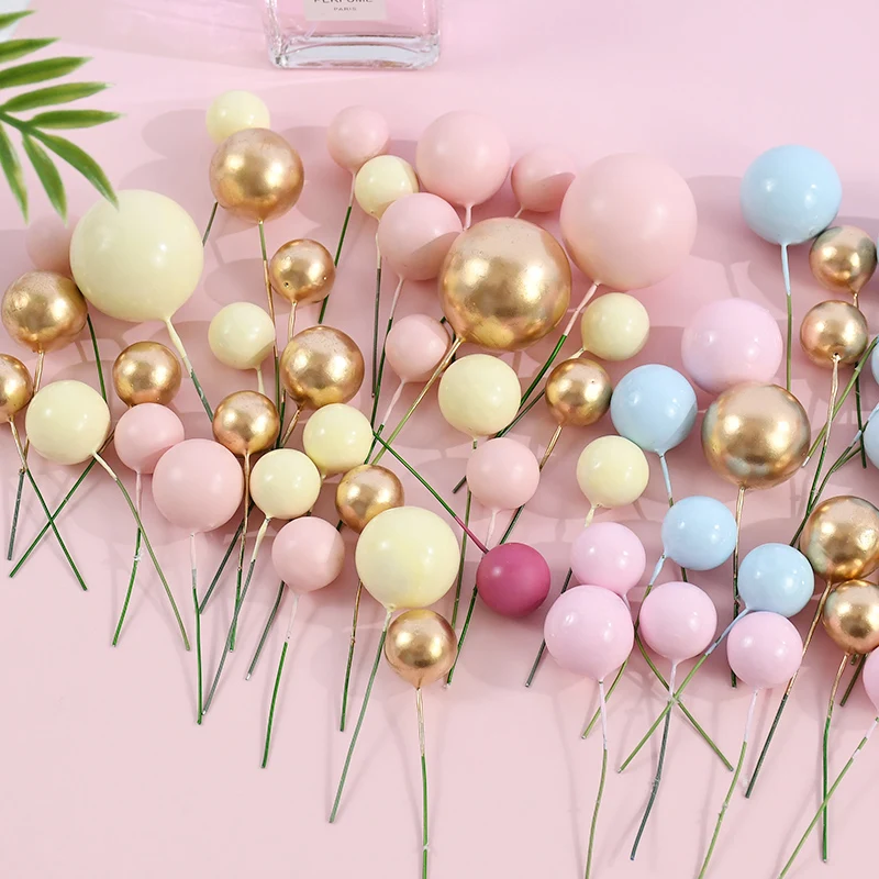 32 Teile/satz Ball Kuchen Topper Rosa Gold Perle Kugeln Cupcake Topper Für Kinder Glücklich Geburtstag Party Hochzeit Dekorationen Lieferungen – Detail 8