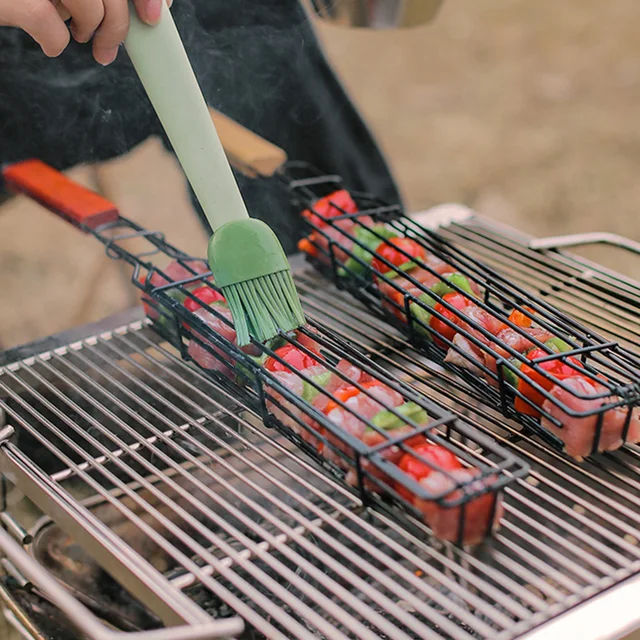 Hordozható Bbq Grillező Kosár Fém Nonstick Barbecue Nyárs Újrafelhasználható Kézi Kolbász Kültéri Piknik Bbqtool - Image 3