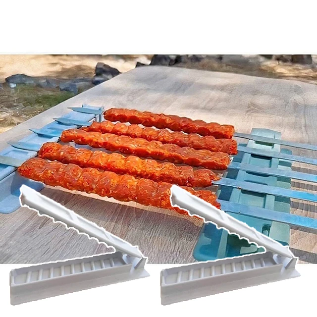 Bbq Hús Nyárs Gyártó Műanyag Grill Kebab Sajtócsillapító Újrahasznosítható Barbecue Stringer Box Machine Konyha Kiegészítők - Image 2