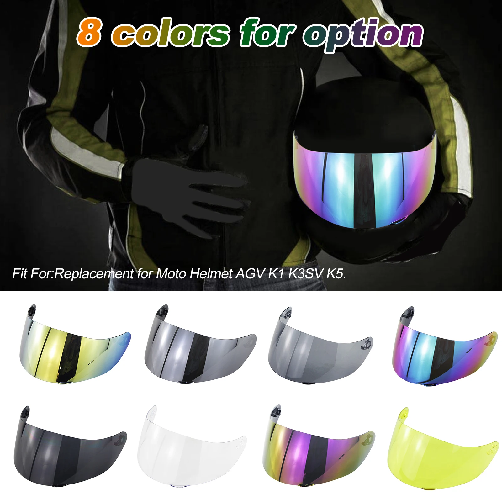 Motorcycle Wind Shield Helmet Lens Visor Replacement for AGV K1 K3SV K5 Full Face Helmet Motorcycle Helmet Lens Material PC