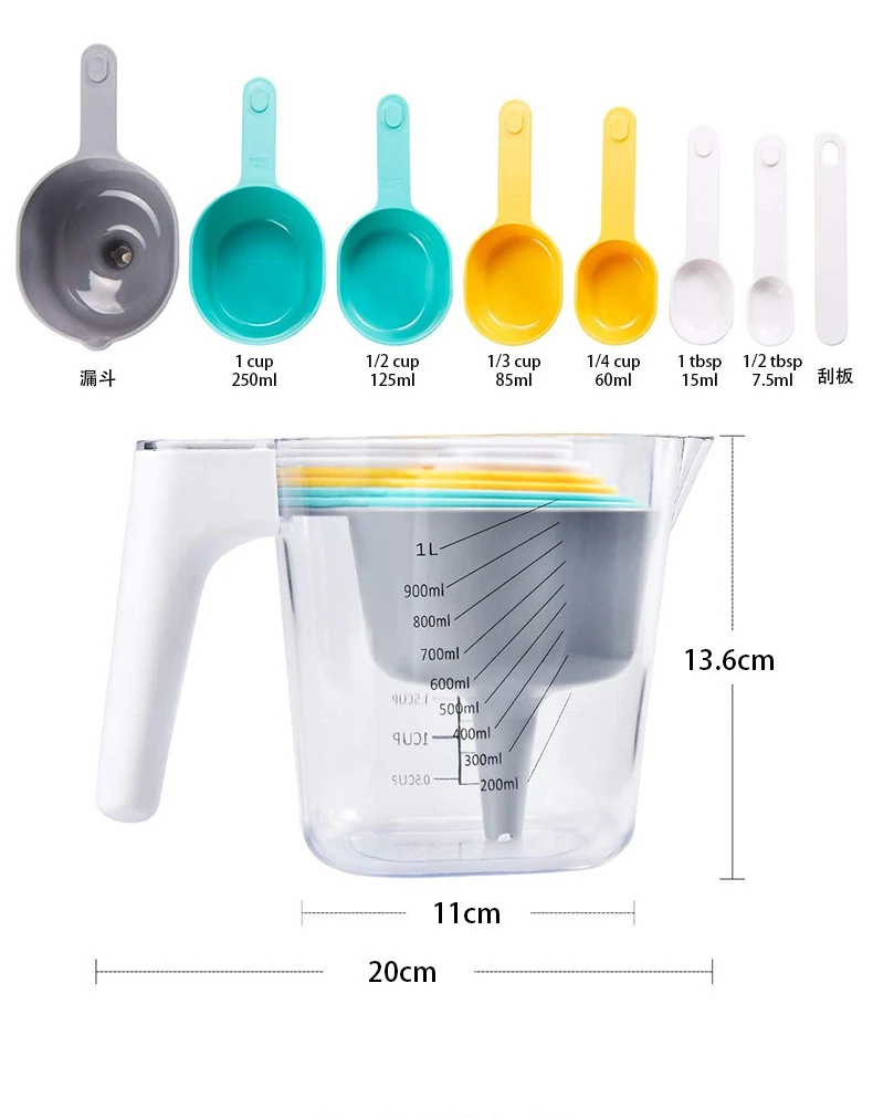 9Pcs/set Measuring Cups Set with Stackable Measure Spoons Plastic Kitchen  Baking Utensils BPA Free Dishwasher Safe New - AliExpress