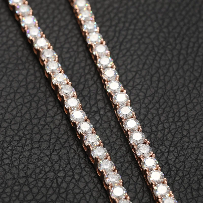 

Fashion men women jewellery 5mm rose gold plated 925 sterling silver VVS moissanite Diamond classic tennis chain necklace