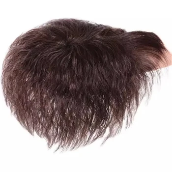 3D Bangs Invisible Short Curly Synthetic Topper Wigs Seamless Clip Ins Hair With 3 Clips Increase Hair Volume Cover White Hair