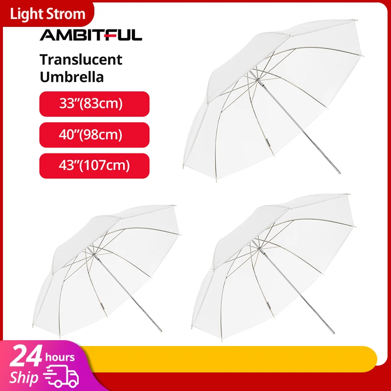 AMBITFUL 스튜디오 플래시 스트로브 조명용 반투명 우산, 화이트 소프트..