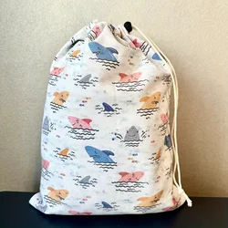 Compact Single - Drawstring Travel Storage Pouch (White shark)
