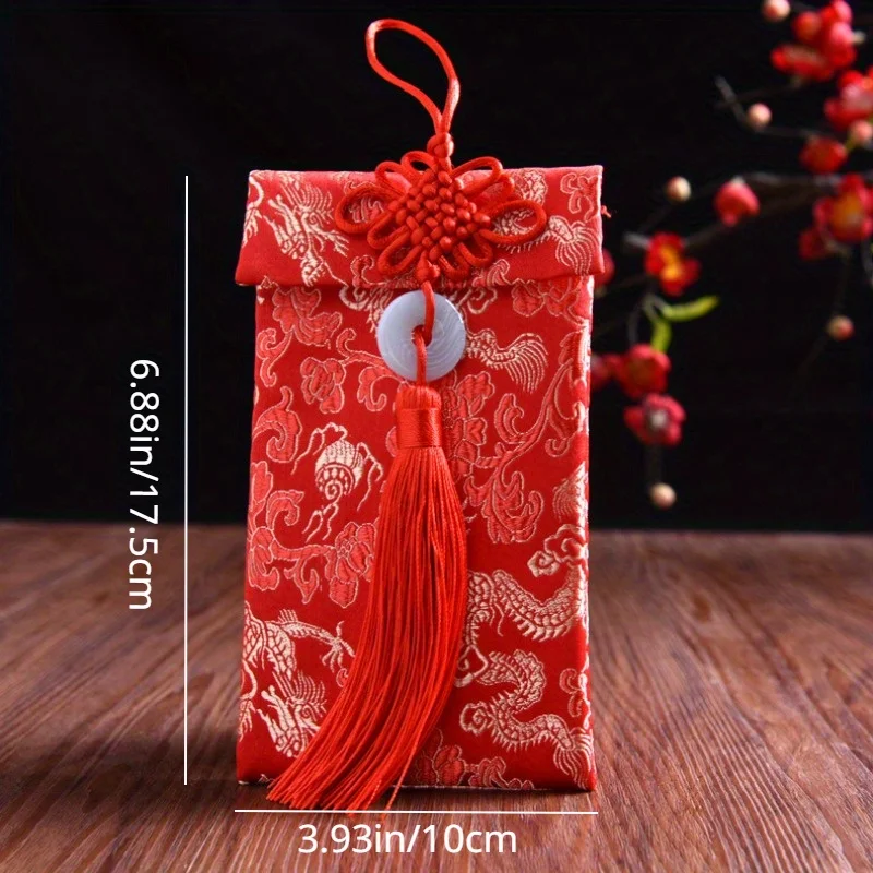 Chinese Style Brocade Red Envelope, Lucky Money Pocket, Cloth Red Pocket with Chinese Style, Used for Wedding, Gift Money