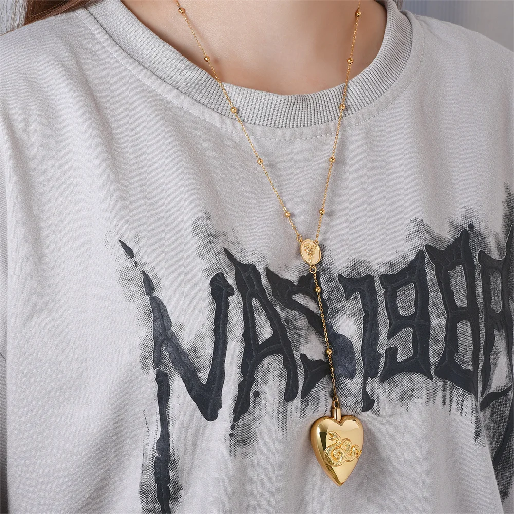 High Quality Lana Del Rey Heart Necklace Classic Luxurious Exquisite 3-Color Stainless Steel Multifunction Pendant