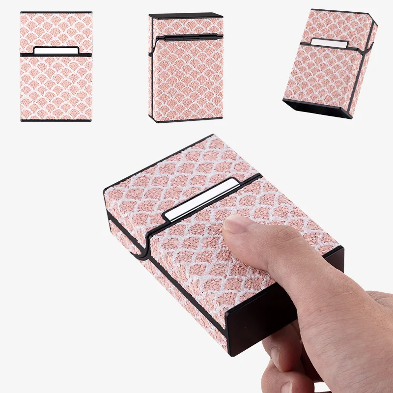 Luxury Bling Cigarette Box Holder for Woman Men Leather Cigarette Case Smoking Accessories Button Design 5
