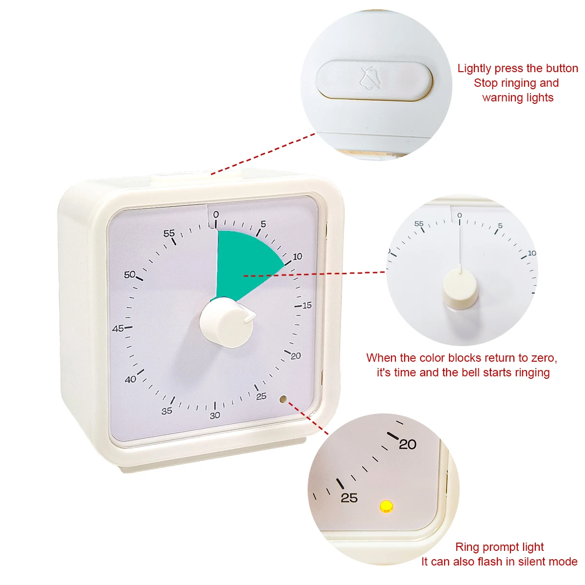 60 Minutes Google Timer Countdown Visual Kitchen Timer Productivity Pomodoro Timer for Kids Study time management Silent