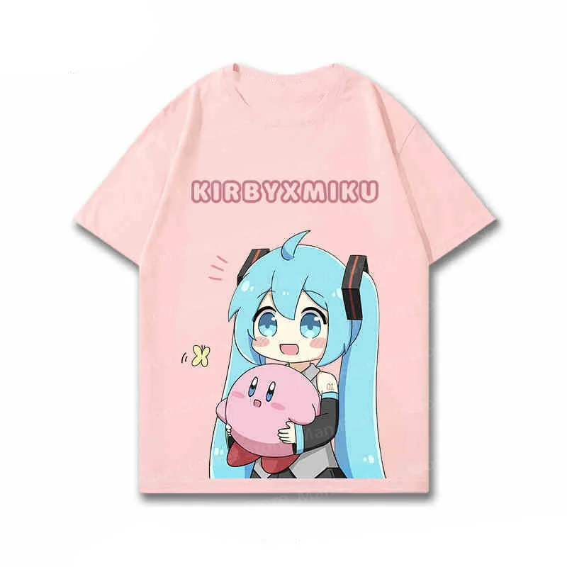 Star Card By Hatsune Miku Co-Short Sleeve Fashion Anime Couple Short Sleeve T-Shirt Cotton Anime Cartoon Men And Women T-Shirt 3