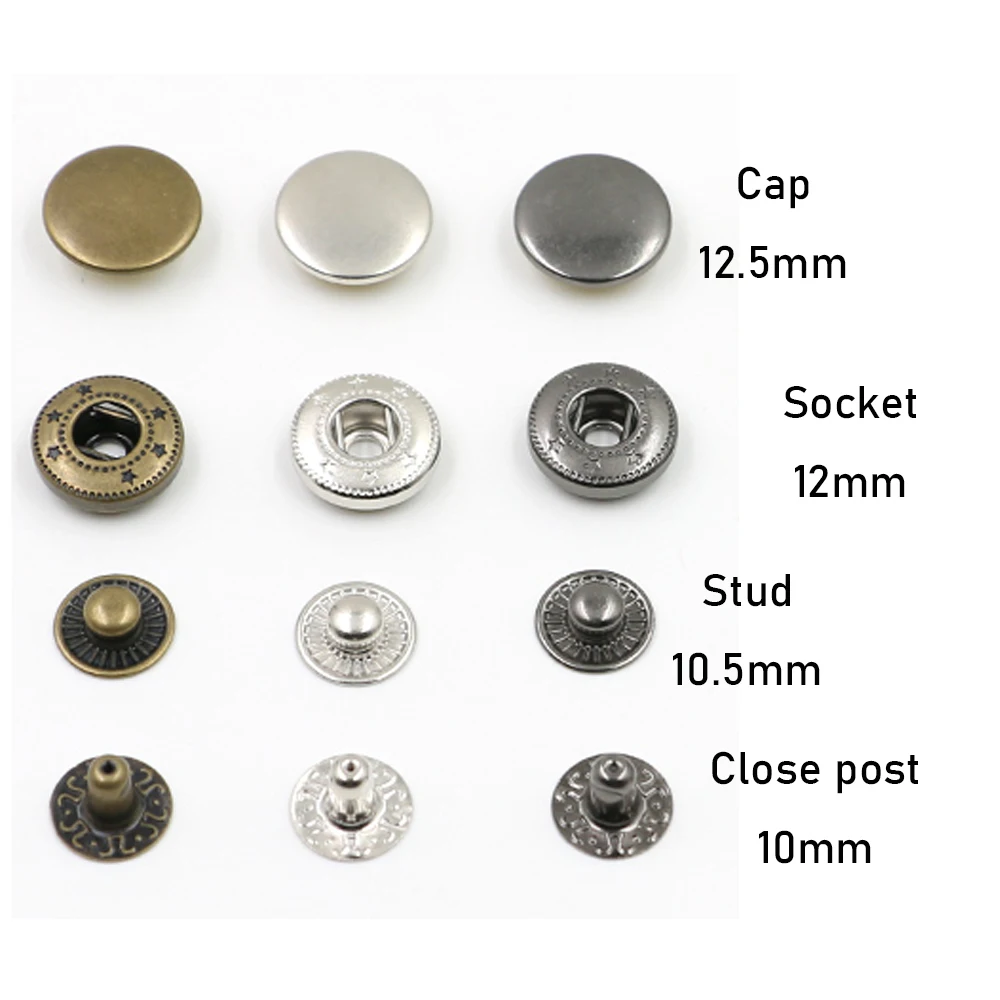 Botão de pressão com mola de metal, atacado, 100 tamanhos 12.5mm 486 com quatro partes de Botão de pressão com mola de metal, atacado, 100 tamanhos 12.5mm 486 com quatro partes de