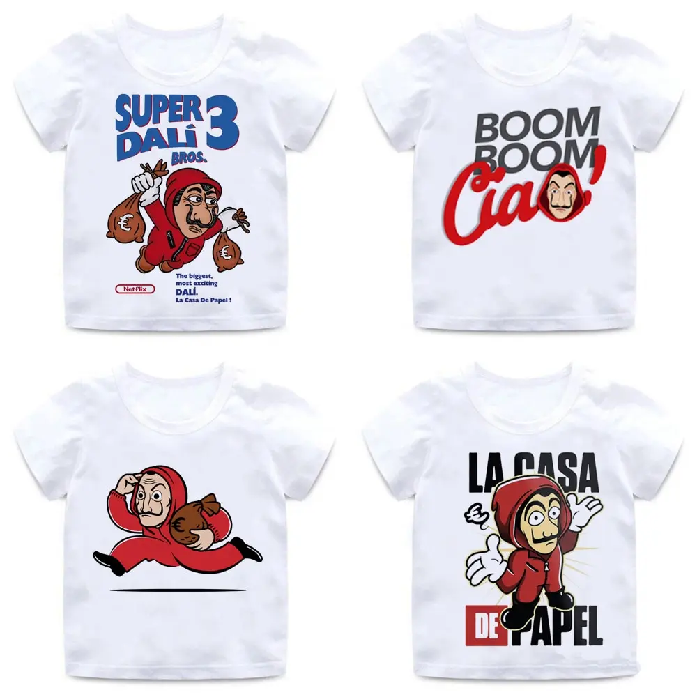 

Funny La Casa De Papel T Shirt Kids Cartoon Money Heist Kids Tshirt House of Paper Kawaii Bella Ciao Graphic T-shirt Children