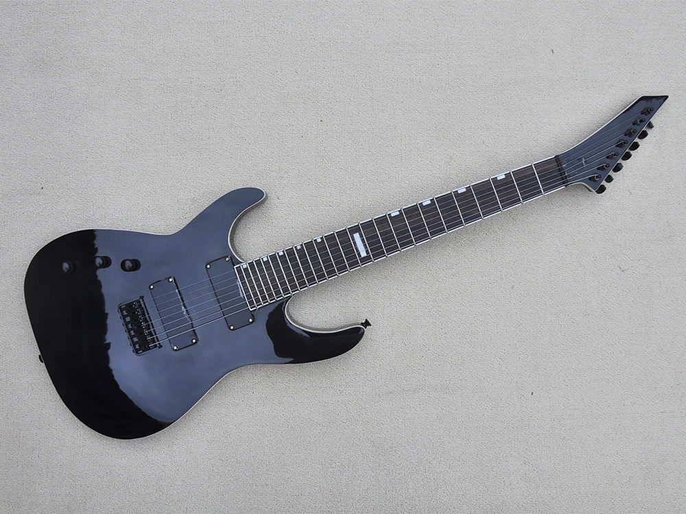 

7 Strings Left Hand Black Electric Guitar with Rosewood Fretboard,24 Frets,Customizable