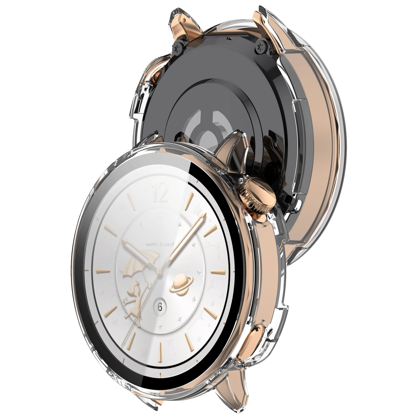 PC Case with Tempered Glass for Smart Watch - All-around Bumper Protective Cover and Accessories