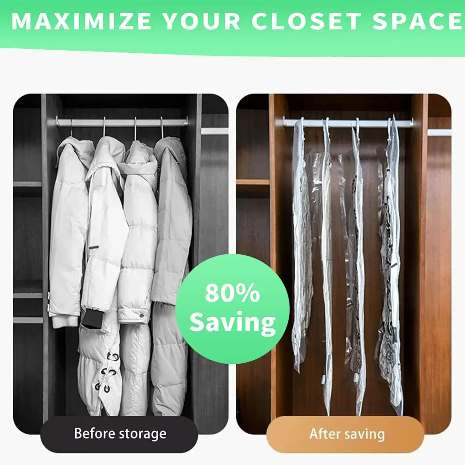 Hanging Vacuum Storage Bags,  Hanging Space Saver Bags, Hanging Storage Bags for Clothes, Vacuum Sealed for Suits, Dress, Jacket 3