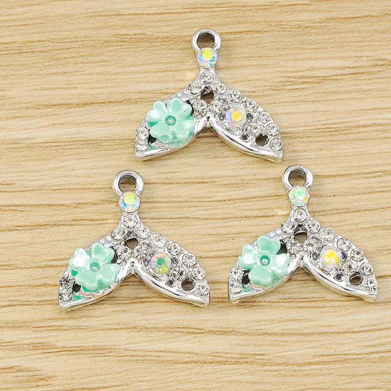10 Stück 19 x 18 mm niedliche Kristall-Fischschwanz-Anhänger für die Schmuckherstellung, Ohrringe, Halsketten, Armbänder, DIY-Bastelzubehör – Detail 3