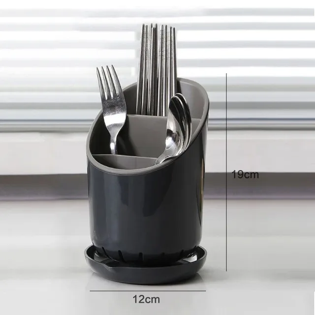 1 Pc Plastic Tableware Storage Rack Storage Chopsticks Knife Spoon Fork Drain Hole with Tray Household Drainage Rack 6