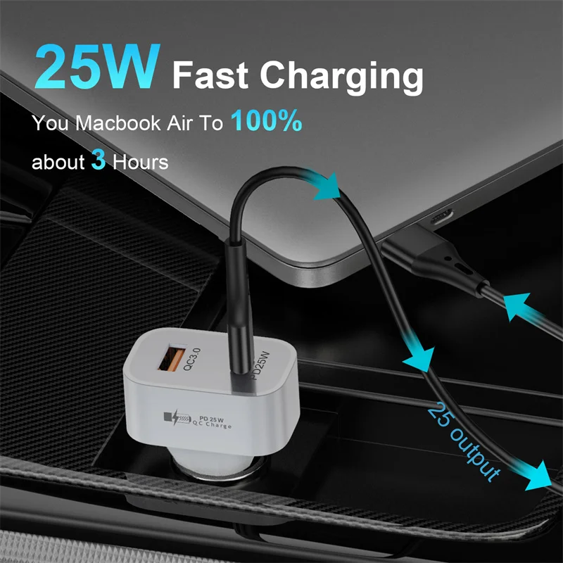 25W PD Car Phone Charger USB Type C Fast Charging For iPhone 14 13 Xiaomi Huawei Samsung Quick Charge 3.0