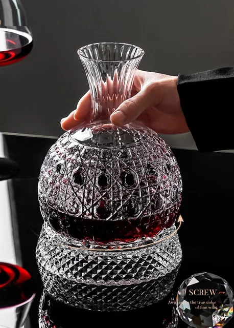 Crystal Glass Cup for Wine, Rotation Tumbler, Wine Aerator, Decanter, Glasses, Mug, Creative Gifts, 1500ml home drinkware 1