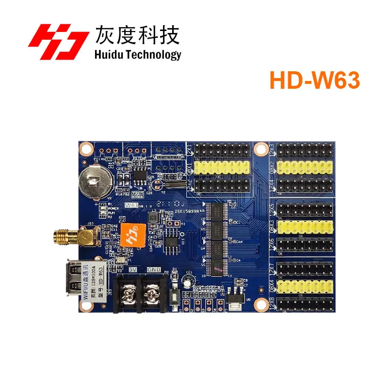 Huidu-único e Duplo Color Led Display Controller Placa de Controle do Módulo de Sinal Led hd W60 hd W62 W63 hd W64 hd W66 Hd-w60 P10 - Image 4