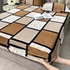 1Pc Simple Fashion Printed Geometric Checkered Multi-Color Ins Style Milk Velvet Fitted Sheet Mattress Cover Mattress Cover Dust Cover Suitable for Bedroom Apartment House Single Bed Double Bed Winter Soft, Comfortable, Soft, Warm, Skin-Friendly and Supple 99/200/153/180/203cm 4