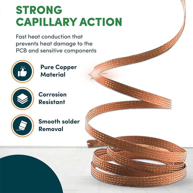 1/2/3/5pcs 3.0mm 3M Copper Desoldering Braid Desoldering Braid Desoldering Mesh Braid Wick Desoldering Mesh Braid Tape for PCB Repair and Electronics Work