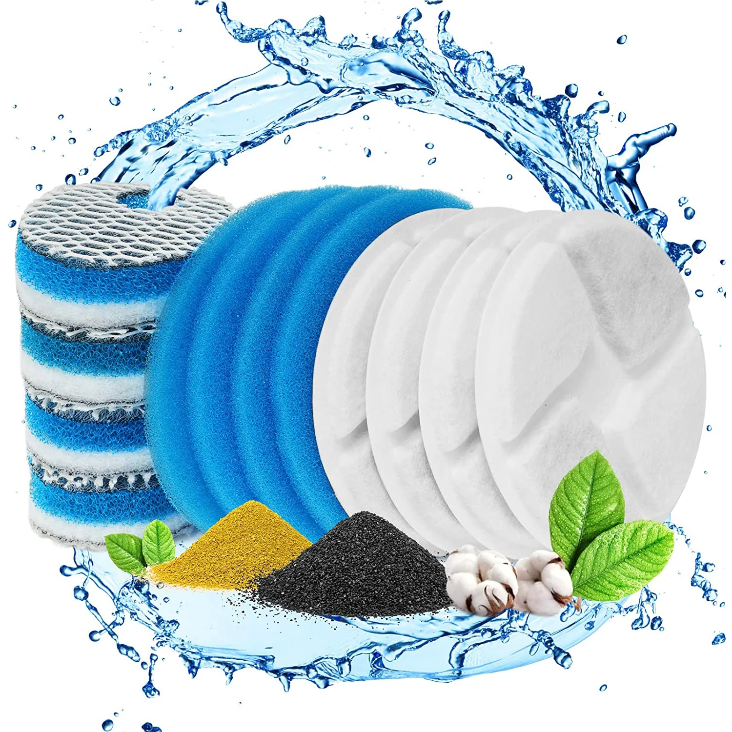 WF150 Cat Water Fountain 8D Filters Replacement for Stainless Steel