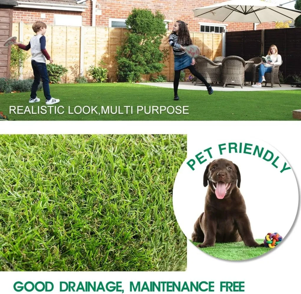 Artificial Grass 7 FT x 13 FT (91 Square ft) Synthetic Thick Lawn Astro Turf Carpet Perfect Fake Grass Rug Garden Landscape