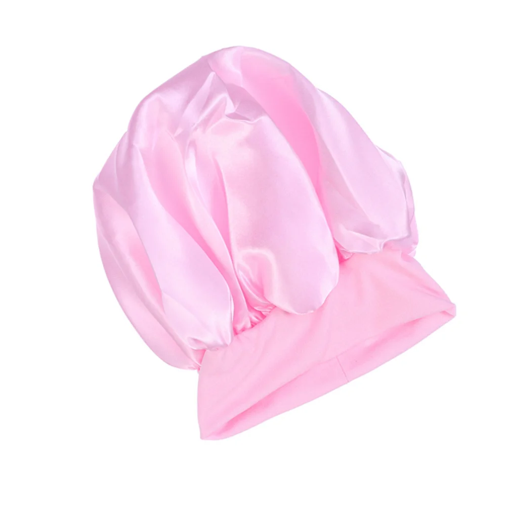 

Satin Bonnet Cap- Wide Band Satin Cap Elastic Night Hat Cover for ( )